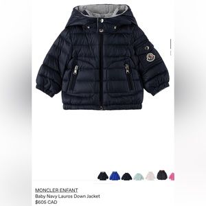 Moncler Enfant Navy baby coat. 9-12. Good for spring and fall.